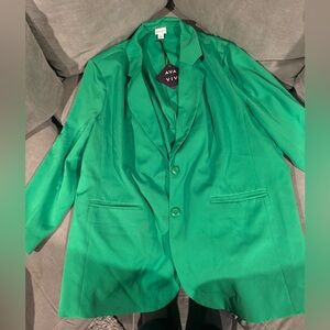 Bright Kelly green Ava & Viv blazer 2x NWT